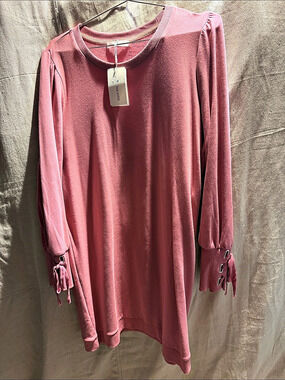 blue orchid Pink Lace-Up Cuff Sweatshirt Dress Pink XL NWT